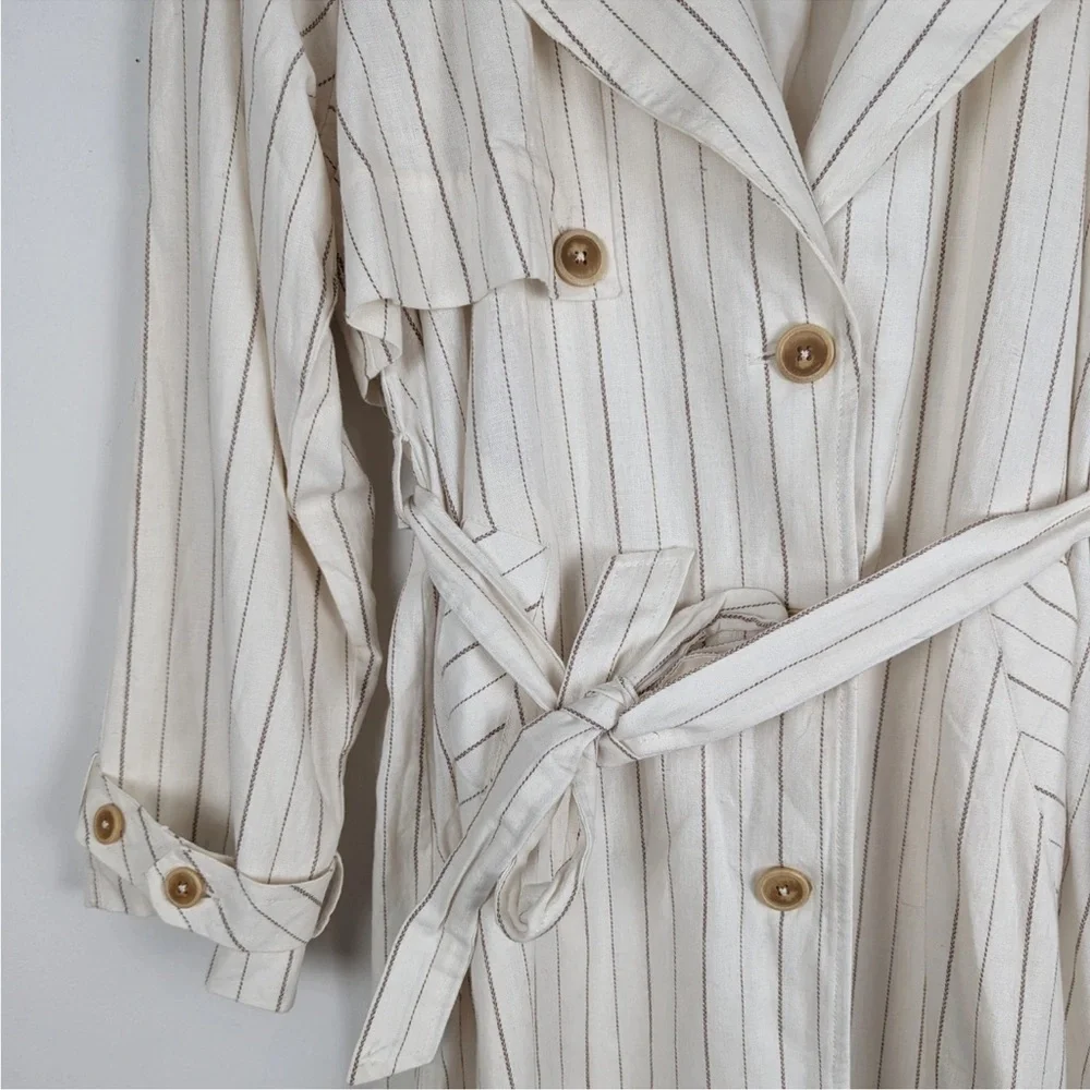 We The Free / Free People Melia Mac Linen Blend Contemporary & cool Trench Coat - Picture 6 of 9
